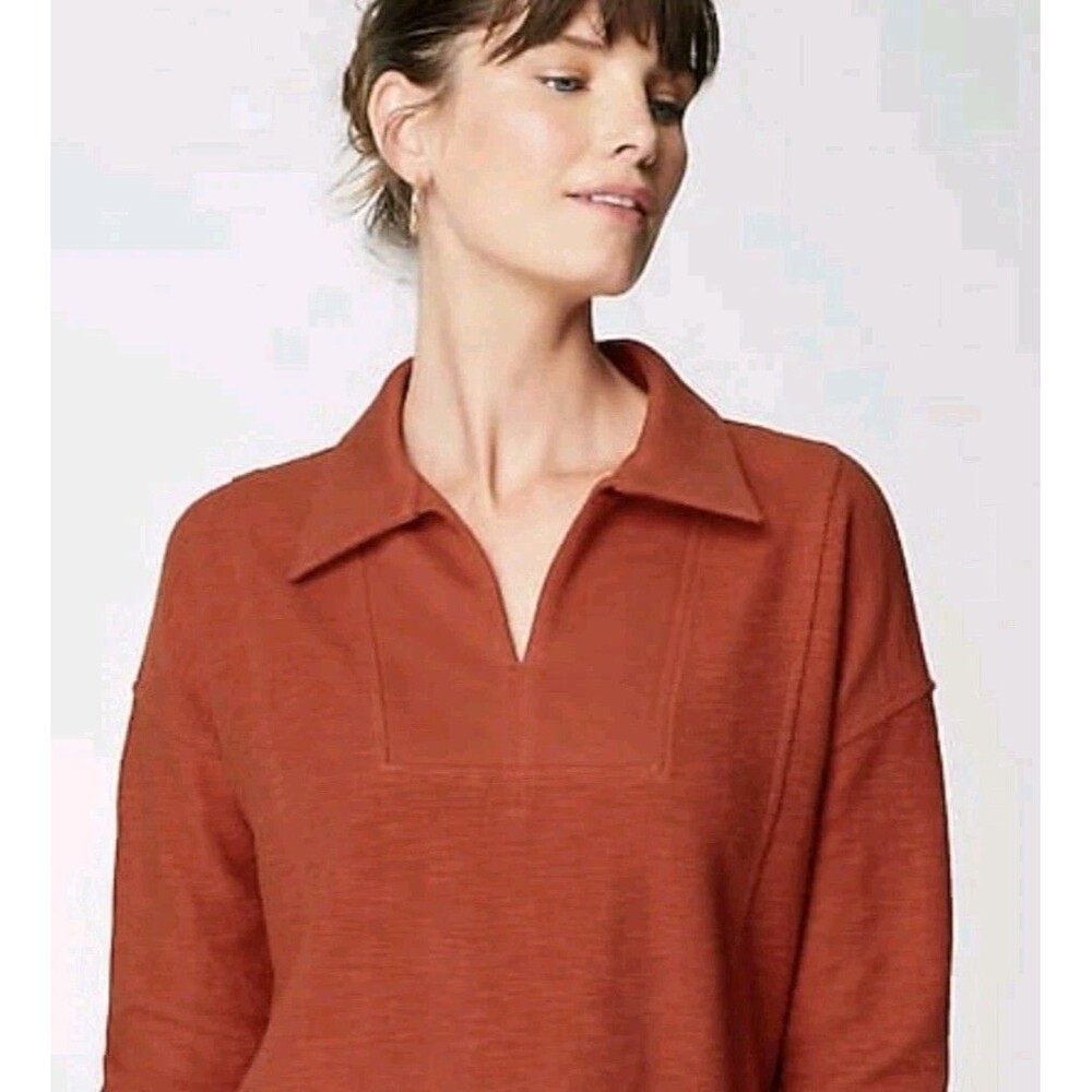J Jill Pure Jill Organic Cotton Slub Knit Top Large